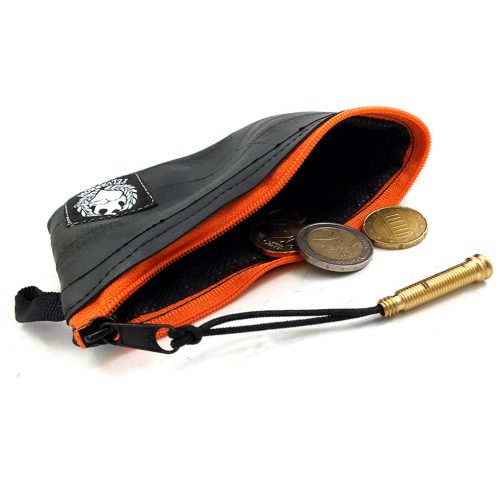“Cointube” recycled purse from bicycle inner tube, M, orange zipper