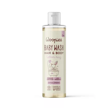   Wooden Spoon Woopies Bio baba tusfürdő és sampon - Cotton hug - 200 ml