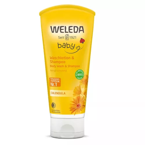 Weleda Baby Bio körömvirágos natúr baba tusfürdő és sampon - 200 ml