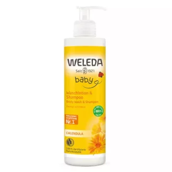   Weleda Baby Bio körömvirágos natúr baba tusfürdő és sampon - 400 ml