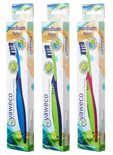 Yaweco replacable head toothbrush - with plastic bristles - medium