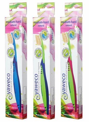 Yaweco replacable head tooth brush - natural bristle - medium