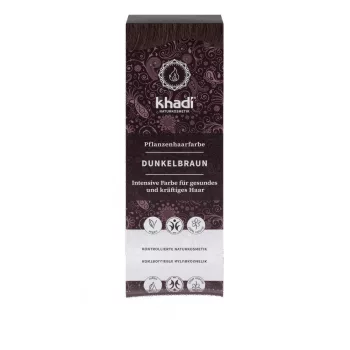 Khadi növényi hajfesték por - Sötétbarna - 100 g