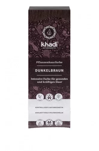 Khadi növényi hajfesték por - Sötétbarna - 100 g