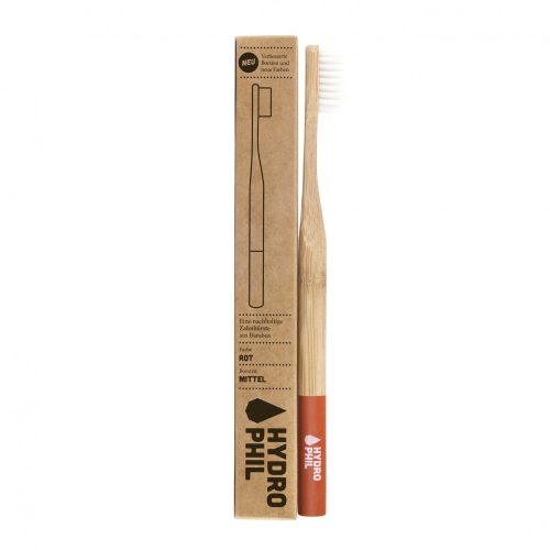 Hydrophil Bamboo Toothbrush for Adults - Medium Bristles - red