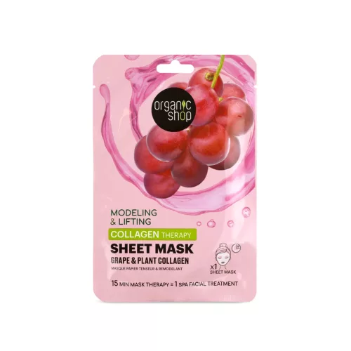 Organic Shop Feszesítő  fátyolmaszk szőlővel és növényi kollagénnel - 1 db