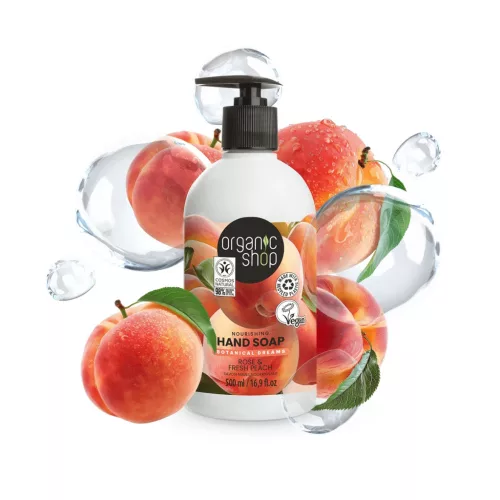 Organic Shop Tápláló folyékony szappan rózsával és őszibarackkal - 500 ml