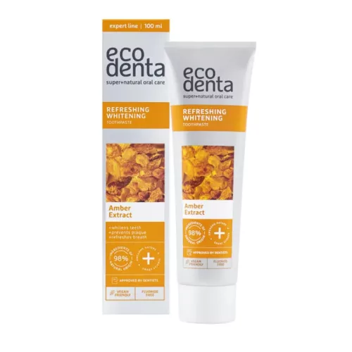 Ecodenta fogkrém - fehérítő és frissítő borostyánkivonattal, fluoridmentes - 100 ml