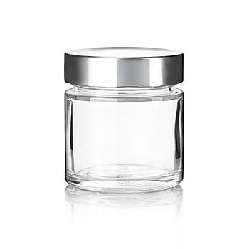 Glass jar with silver cap