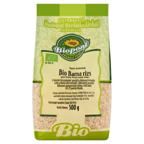 Biopont Bio barna rizs, gyorsfőzésű (gluténmentes) - 500 g