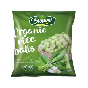   Biopont Extrudált Rizsgolyó spenóttal és póréhagymával (gluténmentes), BIO - 60 g