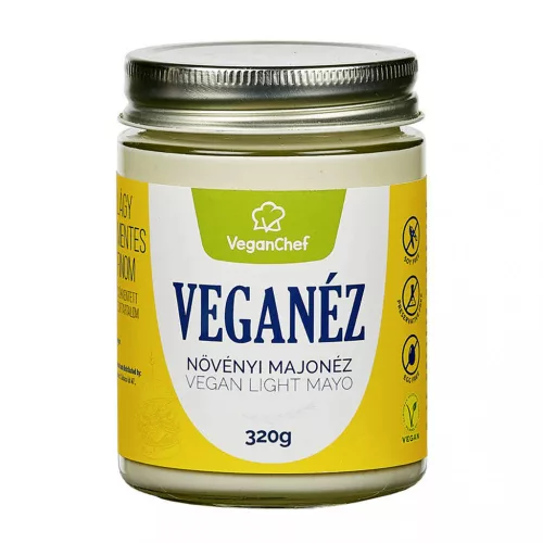 VeganChef Veganéz növényi majonéz, light, 320 g - üvegben