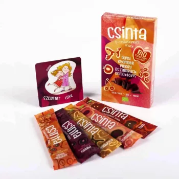   Csinta Bio gyümölcsszelet válogatás - 5 db (alma, meggy, őszibarack, homoktövis, gyömbér)