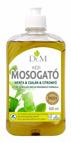 Dr. M Kézi mosogatószer mosódióval - menta, csalán és citromfű - 500 ml