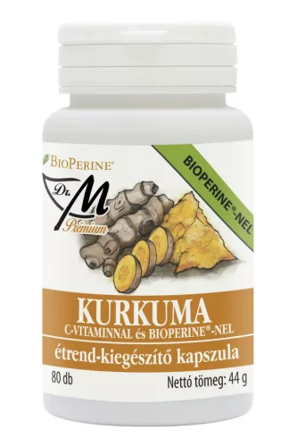 Dr. M Prémium Kurkuma C-vitaminnal és Bioperine-nel kapszula - 80 db