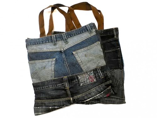 Old Blue Recycled denim bag with pockets
