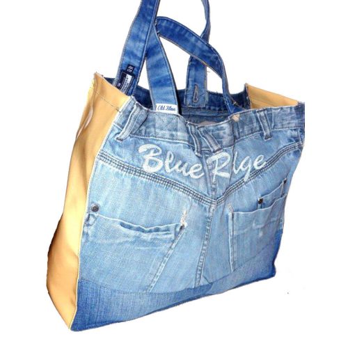 Old Blue Shopping bag made of recycled denim and tarpaulin
