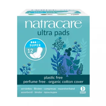   Natracare BIO egészségügyi szárnyas betét - super - 12 db