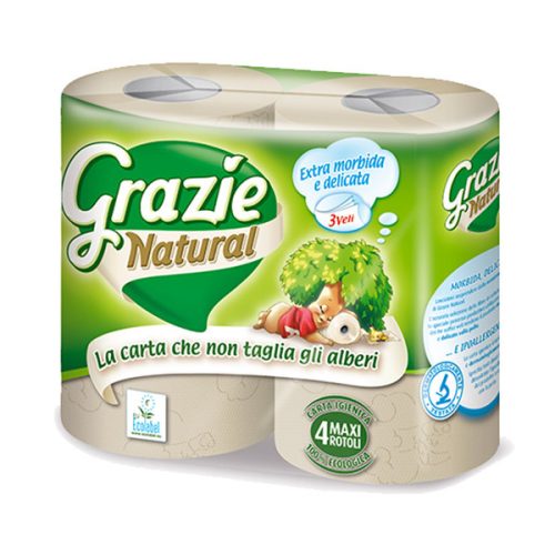 Grazie Eco Toilet Paper - 3-ply - 4 rolls/pack