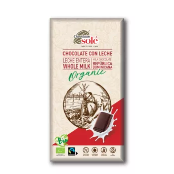   Chocolates Solé Bio, Fairtrade tejcsokoládé 39% - 100 g (gluténmentes)