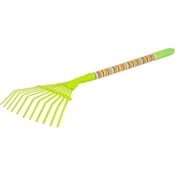   Strend Pro gyerek kerti lombsöprű, levélgereblye - fa nyél, fém fej, 74 cm