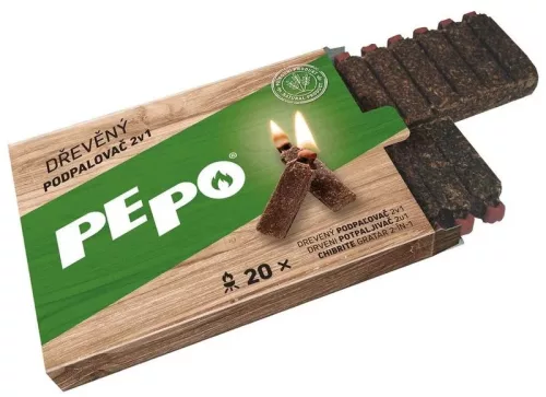 PE-PO 2 az 1-ben természetes gyújtós, gyufával - 20 db