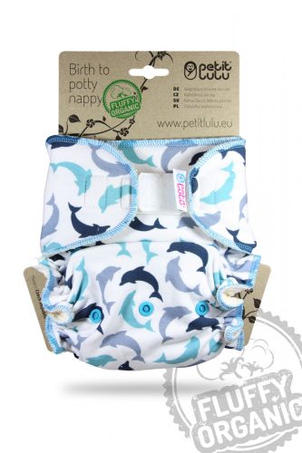 Petit Lulu One Size Nappy with velcro - Dolphin