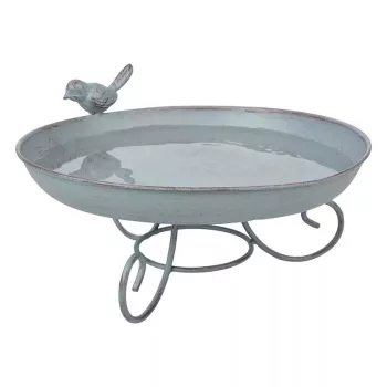   Esschert Design Fém madáritató és madáretető, lábakon álló, szürke, 22 cm átmérőjű
