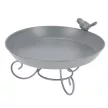 Esschert Design Fém madáritató és madáretető, lábakon álló, szürke, 22 cm átmérőjű