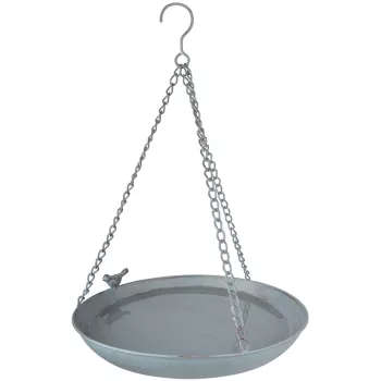   Esschert Design Öntöttvas felakasztható láncos madáritató, szürke 30,5 cm átmérőjű