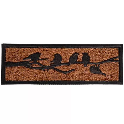 Esschert Design Kókuszrost és gumi lábtörlő, madár mintás, 75 x 25 cm