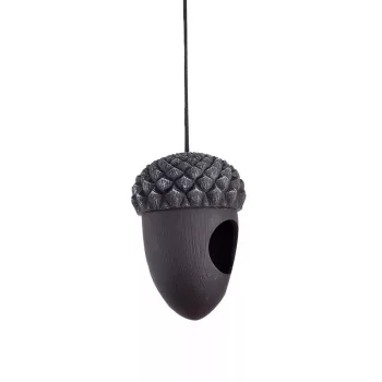   Esschert Design Felakasztható makk alakú madárház, sötétszürke, 16 cm