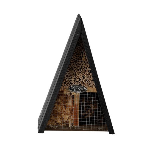 Esschert Design Háromszög alakú rovarhotel, méhecskéknek és fülbemászóknak, fekete